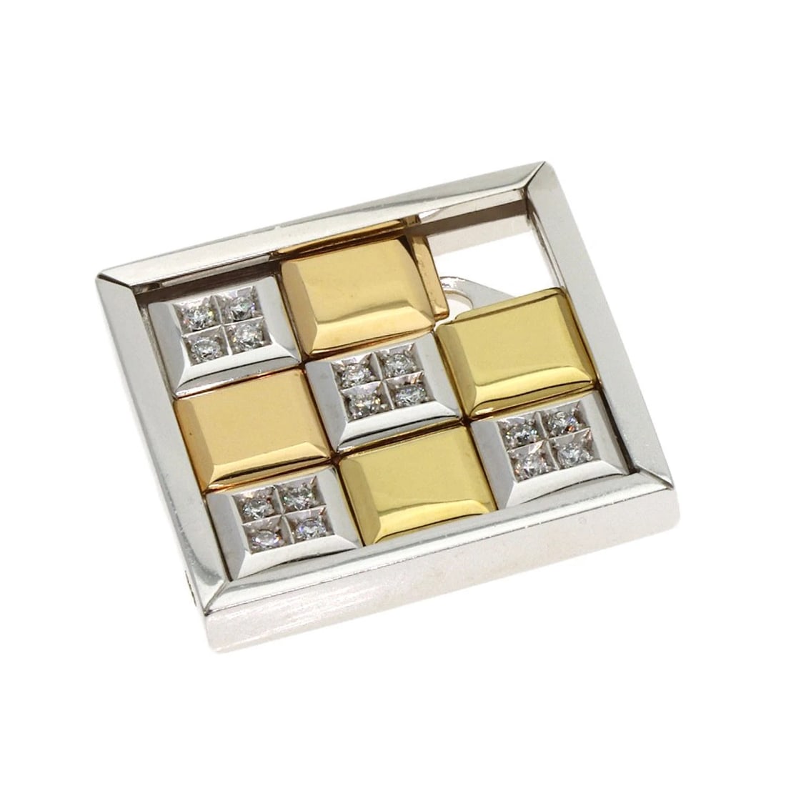 CELINE DIAMOND SLIDE PENDANT TOP: CELINE Diamond Slide Pendant top Brand: CELINE Type: Pendant top Material: K18 White Gold, Main Stone/Creation Natural Color: Exterior Color Silver Size: Top Size:1.2inch/30x30x3.0mm Accessories: