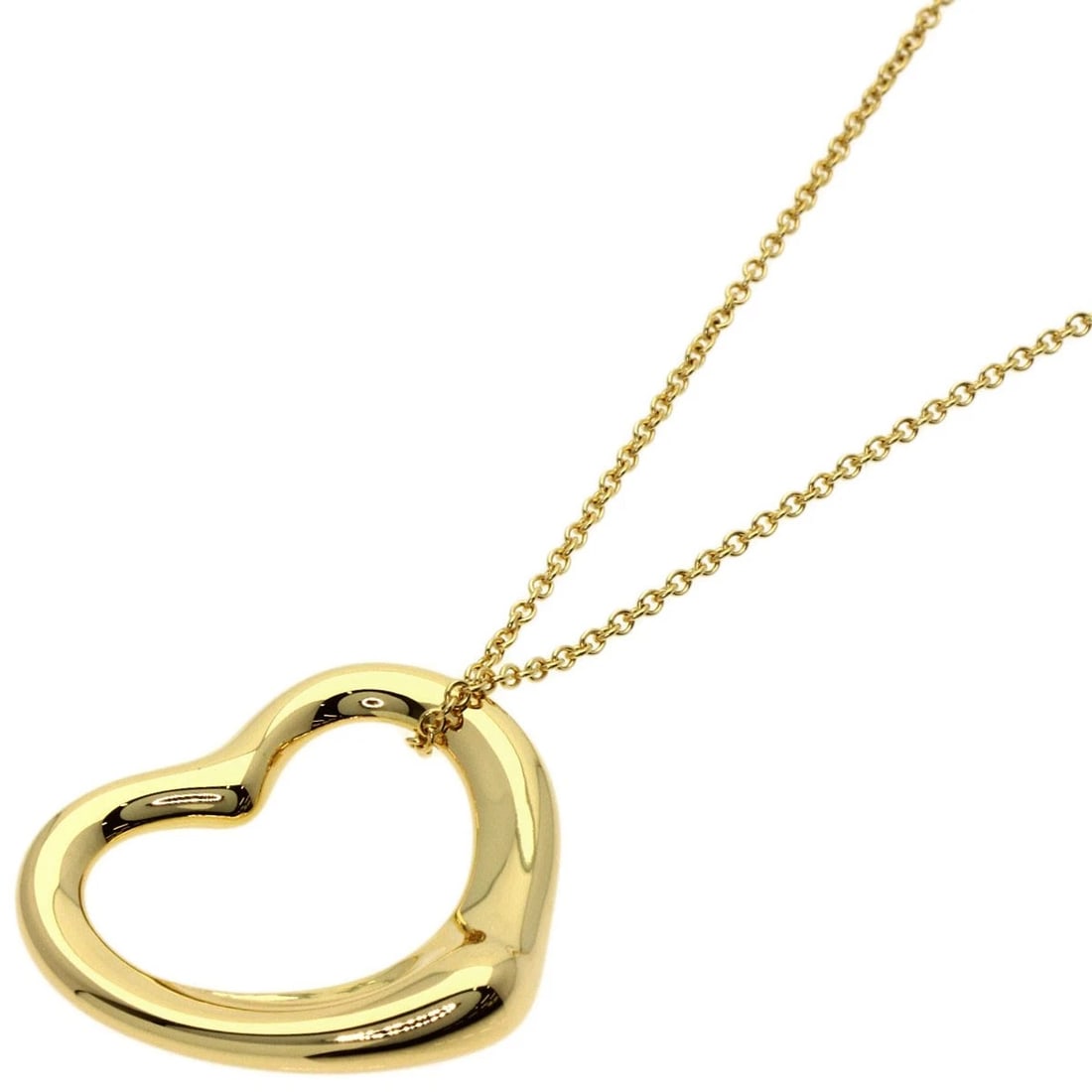 TIFFANY&CO. OPEN HEART NECKLACE K18 YELLOW GOLD: TIFFANY&Co. Open heart Necklace K18 Yellow Gold Brand: TIFFANY&Co. Type: Necklace Material: K18 Yellow Gold, Color: Exterior Color Gold Size: Chain Length:15.7inch/40cm Chain Width:0.3inch/0.8mm Top S