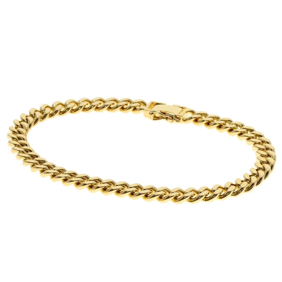 CURB CHAIN KIHEI 2 SIDES BRACELET K18 YELLOW GOLD: Curb chain Kihei 2 sides Bracelet K18 Yellow Gold Brand: None Type: Bracelet Material: K18 Yellow Gold, Color: Exterior Color Gold Size: Inner Circumference:7.7inch/19.5cm Band Width:0.2inch/6mm A