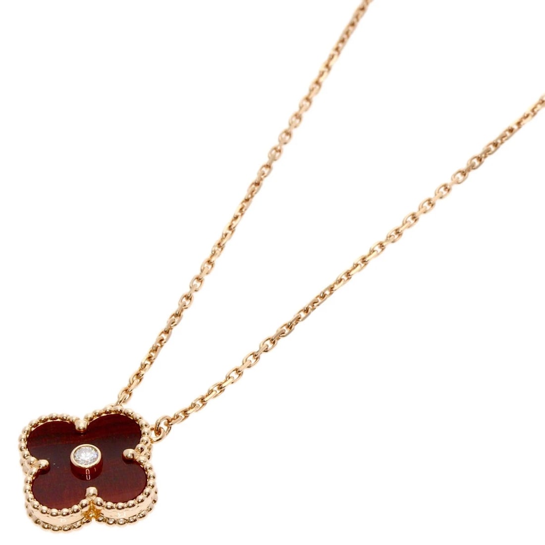 VAN CLEEF & ARPELS ALHAMBRA BULLSEYE DIAMOND NECKLACE: Van Cleef & Arpels Alhambra Bullseye Diamond Necklace Brand: Van Cleef & Arpels Type: Necklace Material: K18 Pink Gold, Main Stone/Creation Natural Color: Exterior Color Gold Size: Chain Length:16.5in