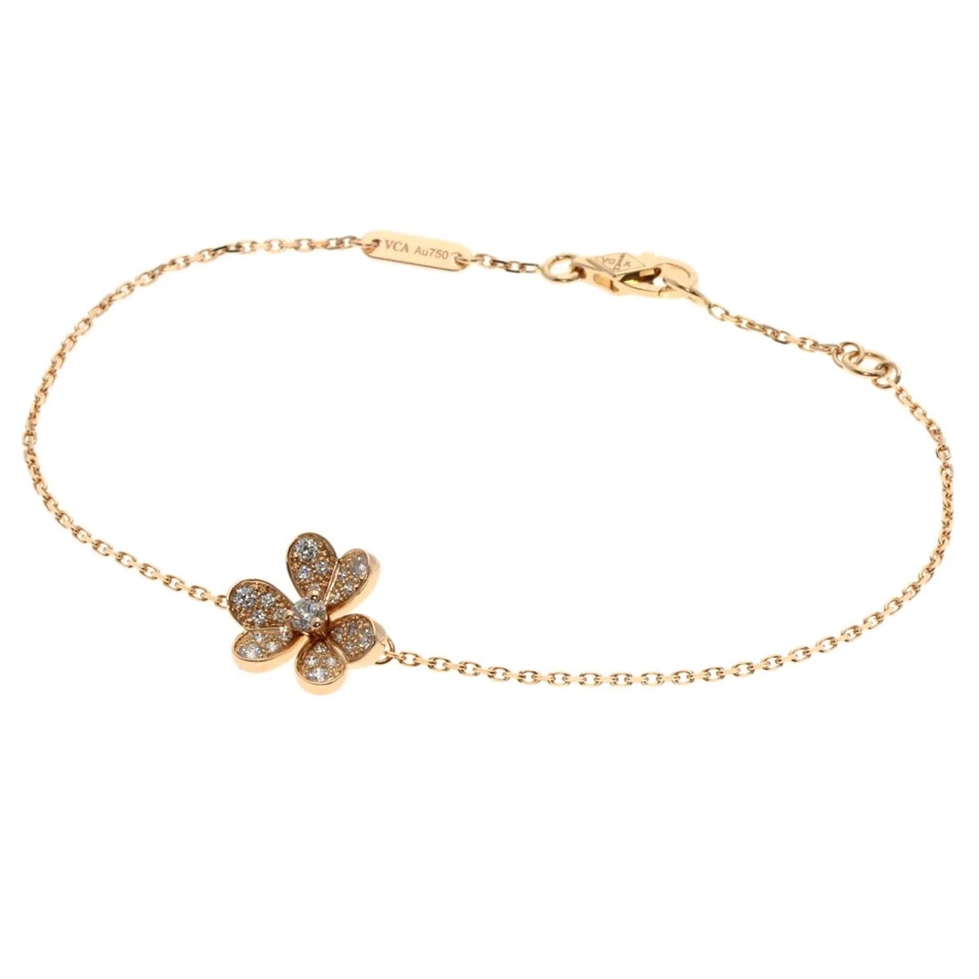 VAN CLEEF & ARPELS FRIVOLE MINI MODEL DIAMOND BRACELET: Van Cleef & Arpels Frivole Mini Model Diamond Bracelet Brand: Van Cleef & Arpels Type: Bracelet Material: K18 Pink Gold, Main Stone/Creation Natural Color: Exterior Color Gold Size: Chain Width:0.4inc