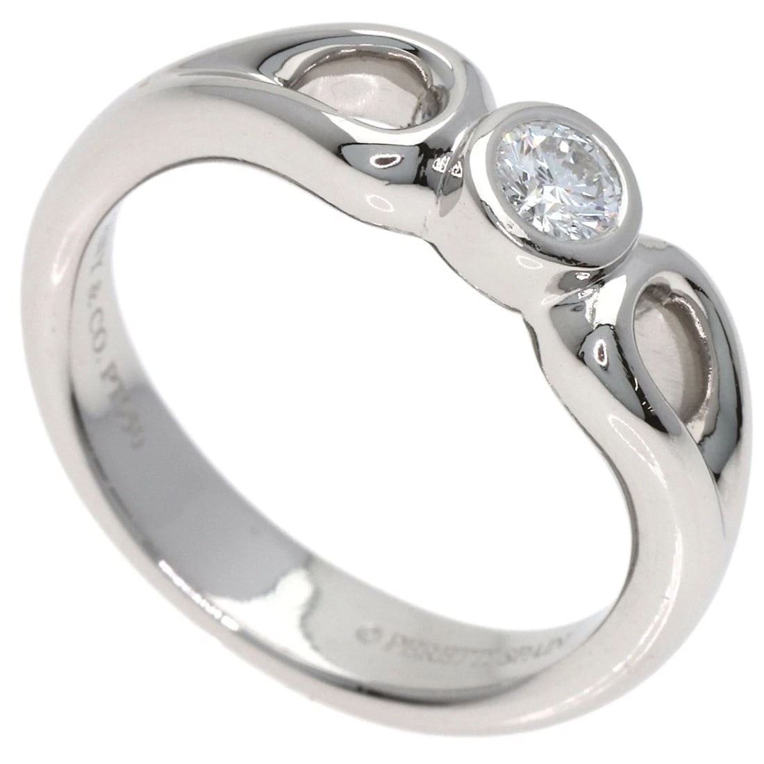 TIFFANY&CO. DOUBLE OPEN TEARDROP DIAMOND RING: TIFFANY&Co. Double Open Teardrop Diamond Ring Brand: TIFFANY&Co. Type: Ring Material: Platinum PT950, Main Stone/Creation Natural Color: Exterior Color Silver Size: 5 (US) Accessories: None