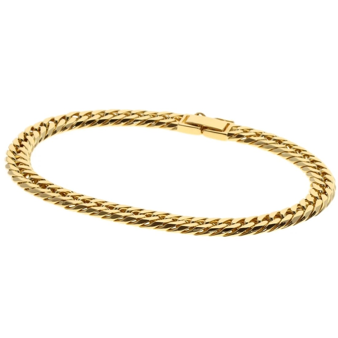 CURB CHAIN KIHEI 6-SIDED W BRACELET K18 YELLOW GOLD: Curb chain Kihei 6-sided W Bracelet K18 Yellow Gold Brand: None Type: Bracelet Material: K18 Yellow Gold, Color: Exterior Color Gold Size: Inner Circumference:7.1inch/18cm Band Width:0.2inch/5.8mm