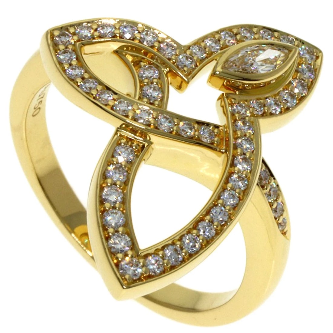 HARRY WINSTON LILY CLUSTER DIAMOND RING: HARRY WINSTON Lily Cluster Diamond Ring Brand: HARRY WINSTON Type: Ring Material: K18 Yellow Gold, Main Stone/Creation Natural Color: Exterior Color Gold Size: 5.75 (US) Accessories: None Accessories