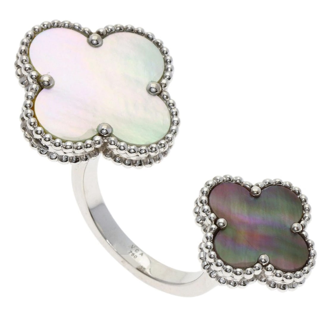 VAN CLEEF & ARPELS MAGIC ALHAMBRA ENTREE LES DOORS RING: Van Cleef & Arpels Magic Alhambra Entree Les Doors Ring Brand: Van Cleef & Arpels Type: Ring Material: K18 White Gold, Color: Exterior Color Silver Size: 7.5(US size) Accessories: None Acc