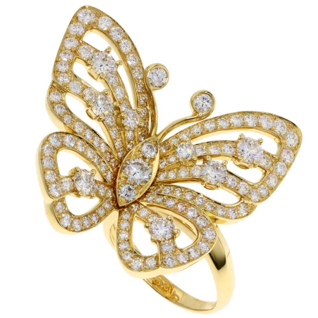 VAN CLEEF & ARPELS FLYING BUTTERFLY ENTRERE DOOR DIAMOND: Van Cleef & Arpels Flying Butterfly Entrere Door Diamond Brand: Van Cleef & Arpels Type: Ring Material: K18 Yellow Gold, Main Stone/Creation Natural Color: Exterior Color Gold Size: 5.75(US size)