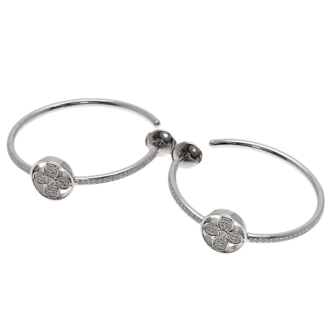 LOUIS VUITTON HOOP EARRINGS LDYLLE BLOSSOM DIAMOND EARRING: LOUIS VUITTON Hoop Earrings Ldylle Blossom Diamond earring Brand: LOUIS VUITTON Type: earring Material: K18 White Gold, Main Stone/Creation Natural Color: Exterior Color Silver Size: Top Size:1.3inch/