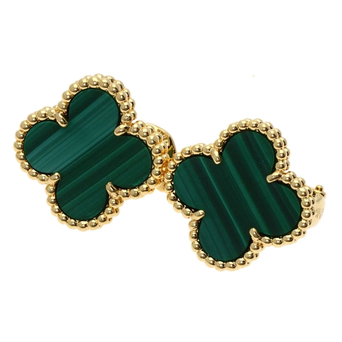 VAN CLEEF & ARPELS ALHAMBRA MALACHITE EARRING: Van Cleef & Arpels Alhambra Malachite earring Brand: Van Cleef & Arpels Type: earring Material: K18 Yellow Gold, Main Stone/Creation Malachite Color: Exterior Color Gold Size: Top Size:0.6inch/15.2x15