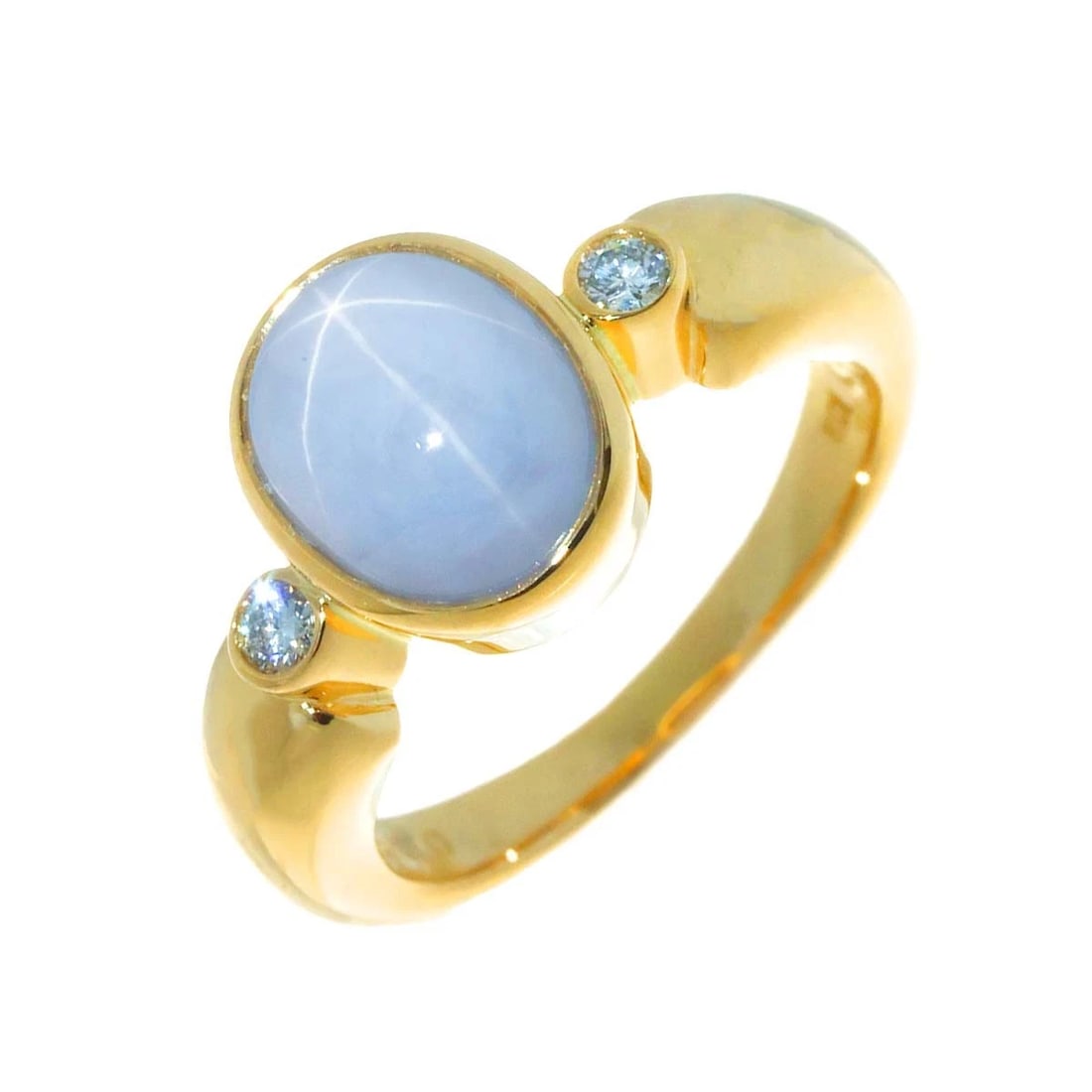 TASAKI STARSAPPHIRE DIAMOND RING 18K: TASAKI StarSapphire Diamond Ring 18K Brand: TASAKI Type: Ring Material: 750 Yellow Gold, Main Stone/Creation StarSapphireDiamond Color: Yellow Gold Size: 4.5 (US) Accessories: None Accessories