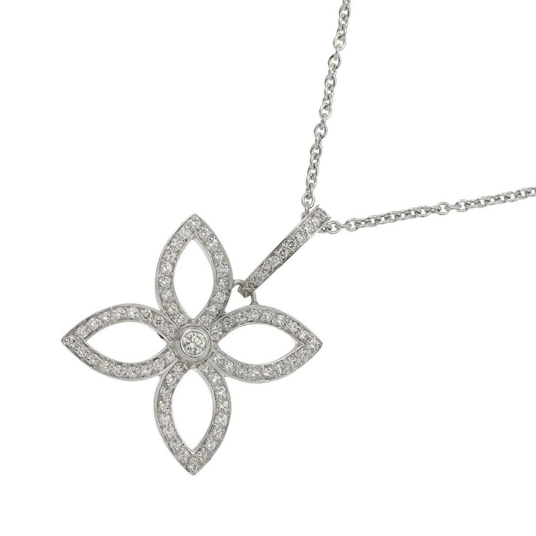 LOUIS VUITTON PENDENTIF DIAMOND NECKLACE 18K: LOUIS VUITTON Pendentif Diamond Necklace 18K Brand: LOIUS VUITTON Type: Necklace Material: 750 White Gold, Main Stone/Creation Natural Color: White Gold Size: internal circumference of the chain: