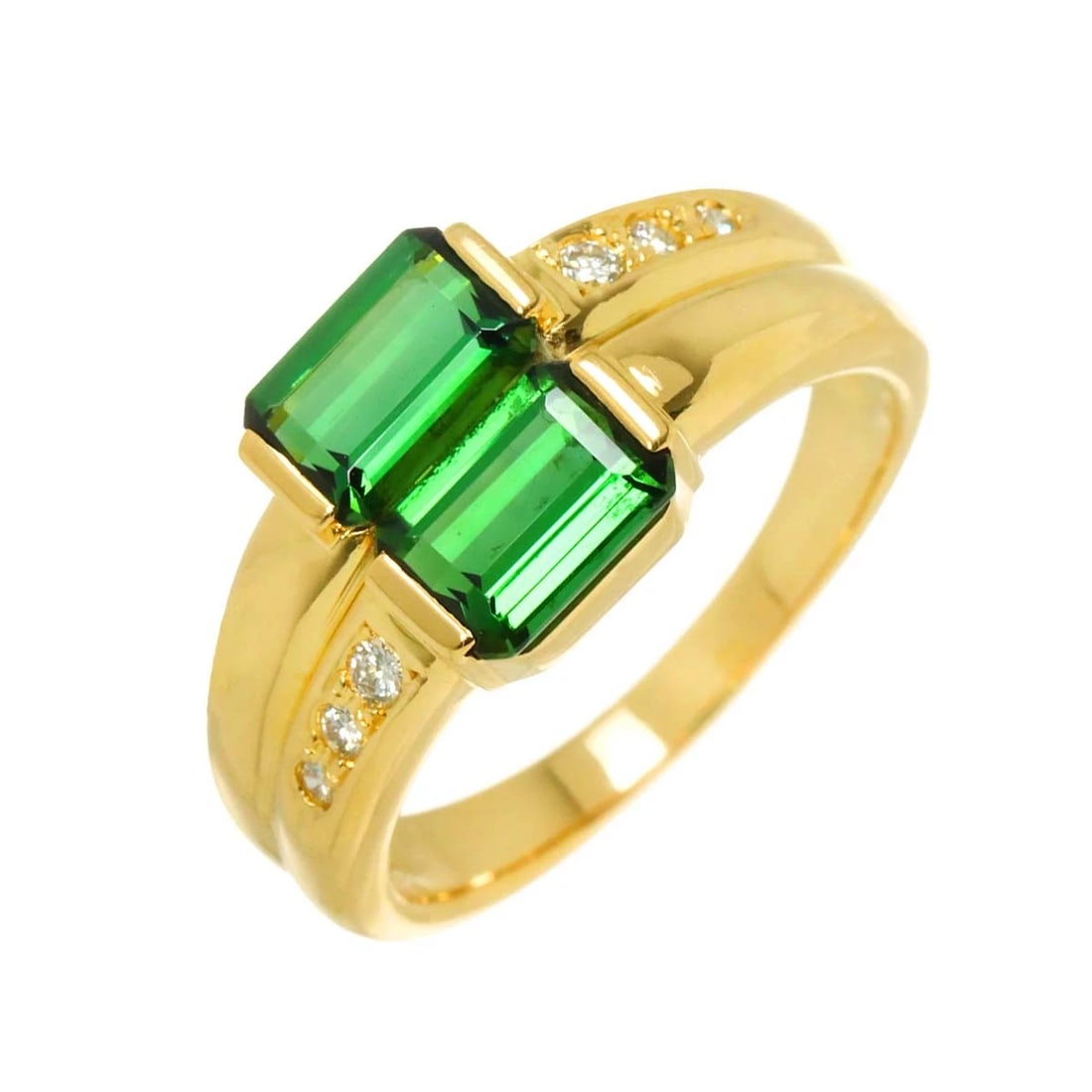 TASAKI TOURMALINE DIAMOND RING 18K: TASAKI Tourmaline Diamond Ring 18K Brand: TASAKI Type: Ring Material: 750 Yellow Gold, Main Stone/Creation TourmalineDiamond Color: Yellow Gold Size: 6.75 (US) Accessories: None Accessorie