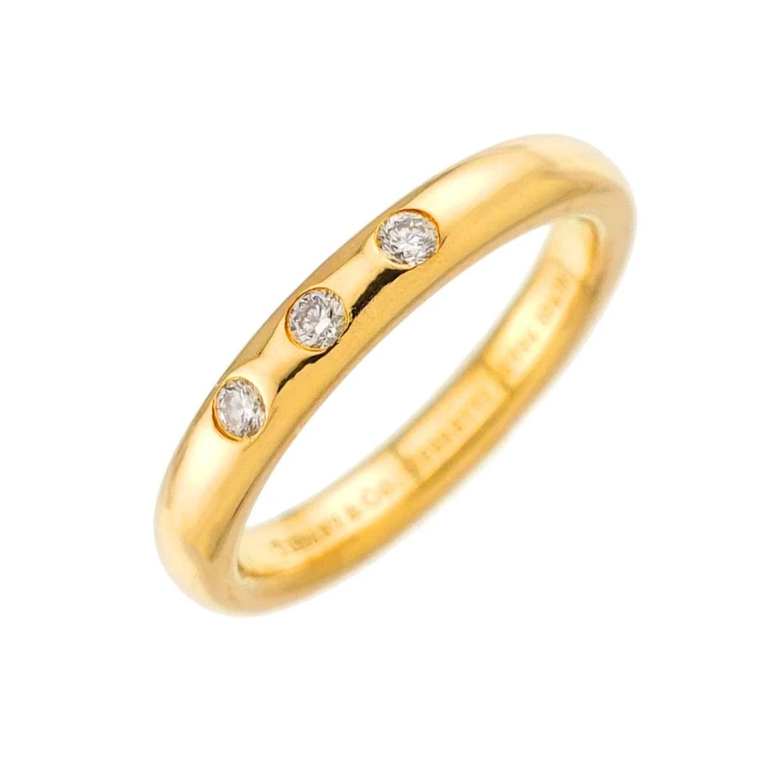 TIFFANY CO. STACKING DIAMOND 3P RING 18K YELLOW GOLD 750: TIFFANY Co. Stacking Diamond 3P Ring 18K Yellow Gold 750 Brand: TIFFANY Co. Type: Ring Material: 750 Yellow Gold, Main Stone/Creation Natural Color: Yellow Gold Size: 3.25 (US) Accessories: None