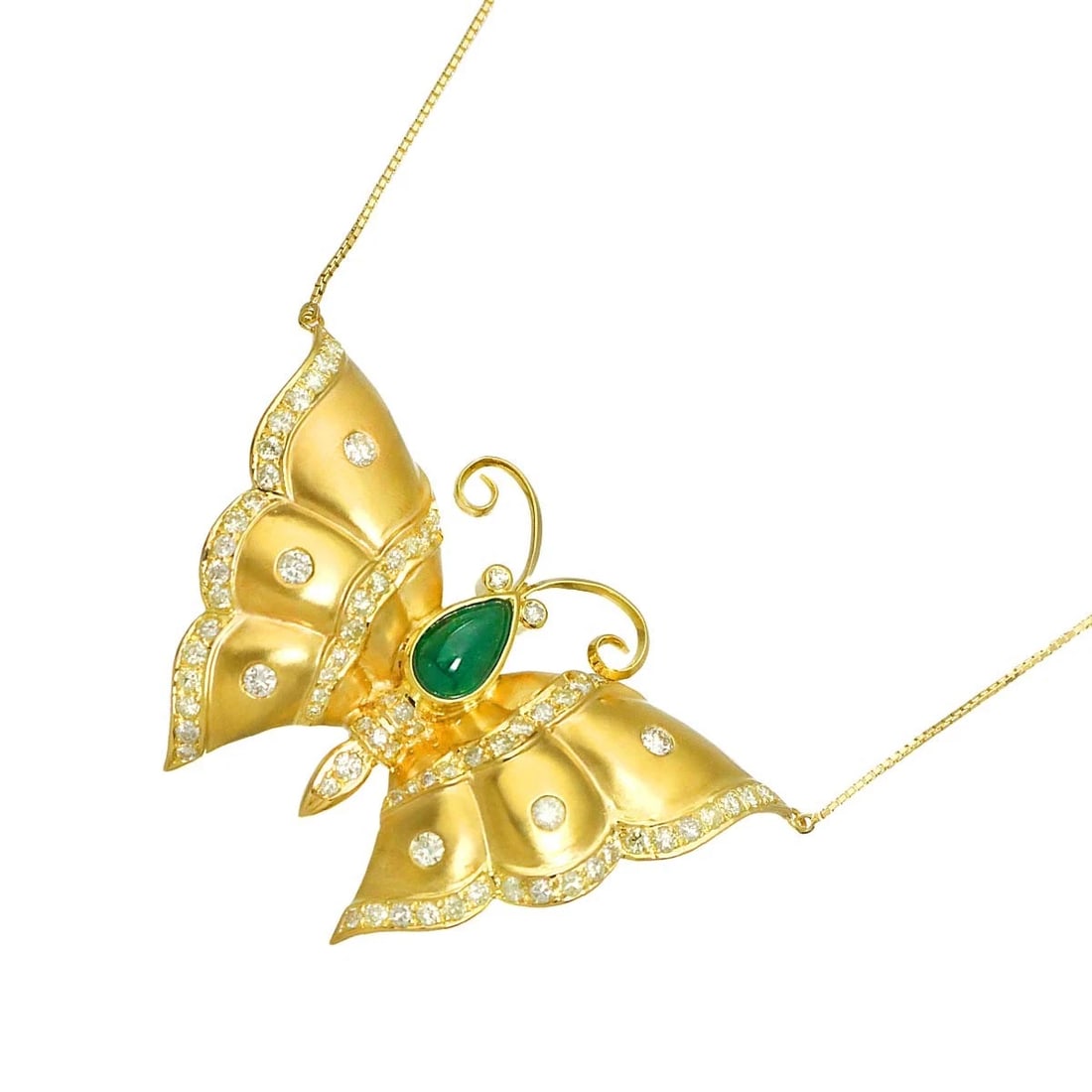EMERALD DIAMOND NECKLACE 18K YELLOW GOLD 750: Emerald Diamond Necklace 18K Yellow Gold 750 Brand: Unbranded Type: Necklace Material: 750 Yellow Gold, Main Stone/Creation Emerald Diamond Color: Yellow Gold Size: internal circumference of the chain