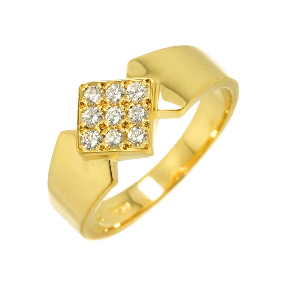 CHRISTIAN DIOR DIAMOND RING 18K YG 750: Christian Dior Diamond Ring 18K YG 750 Brand: Christian Dior Type: Ring Material: 750 Yellow Gold, Main Stone/Creation Natural Color: Gold Size: 5-5.25 (US) Accessories: None Accessories N