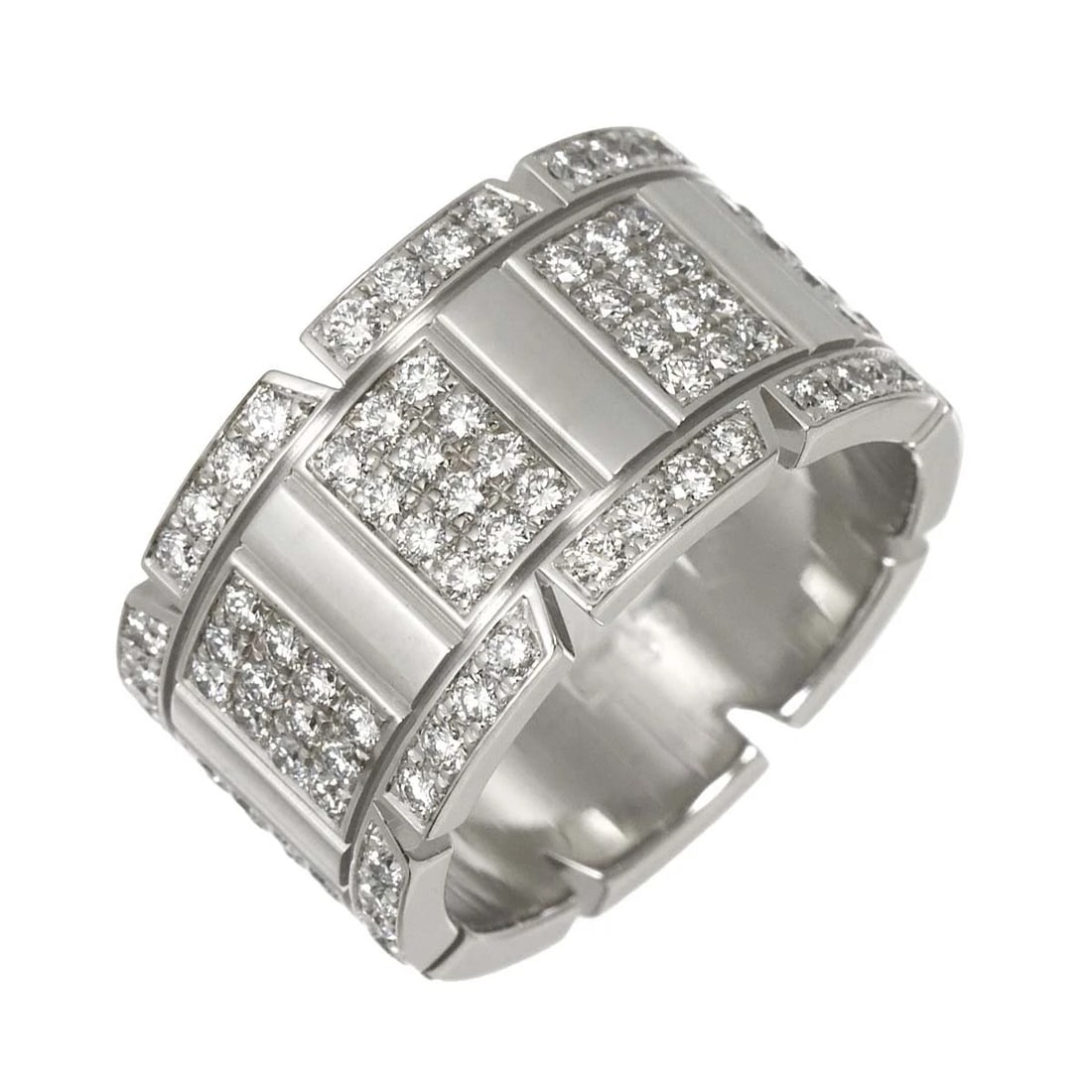 CARTIER TANK RING DIAMOND 18K WHITE GOLD: Cartier Tank Ring Diamond 18K White Gold Brand: Cartier Type: Ring Material: 750 White Gold, Main Stone/Creation Natural Color: White Gold Size: 5.25-5.5 (US) Accessories: None Accessories Notice: