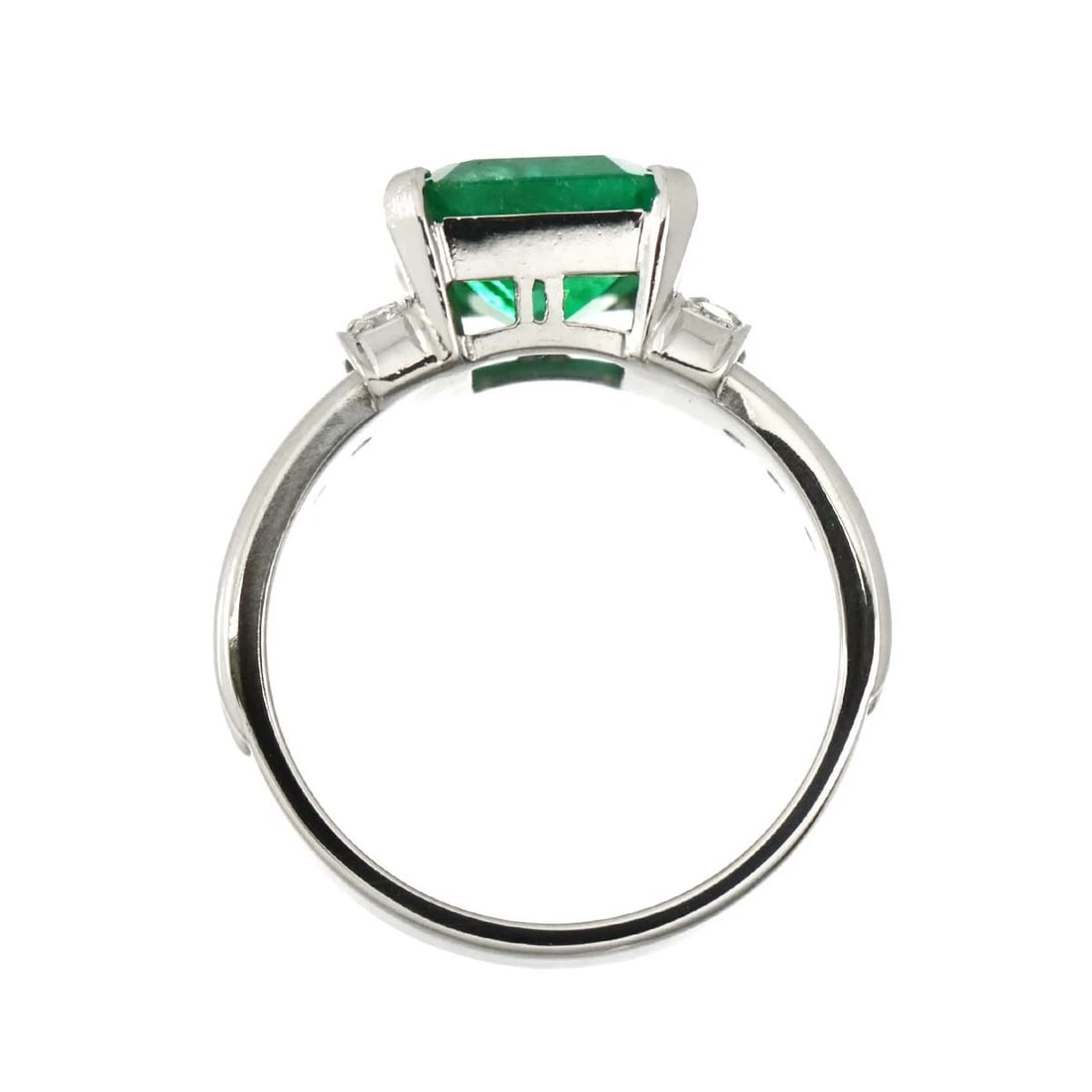 EMERALD DIAMOND RING PT PLATINUM - 4