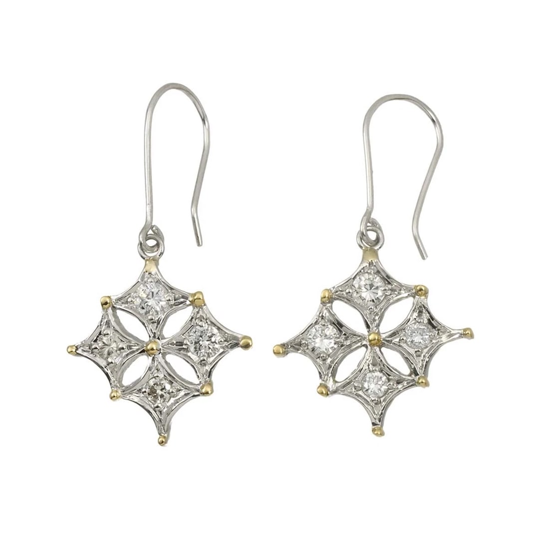 DIAMOND EARRINGS PIERCED PT 18K YG: Diamond Earrings Pierced Pt 18K YG Brand: Unbranded Type: Earrings Material: Platinum, Main Stone/Creation Natural Color: Platinum Size: W 15.5 X H 29.4mm Accessories: None Accessories Not