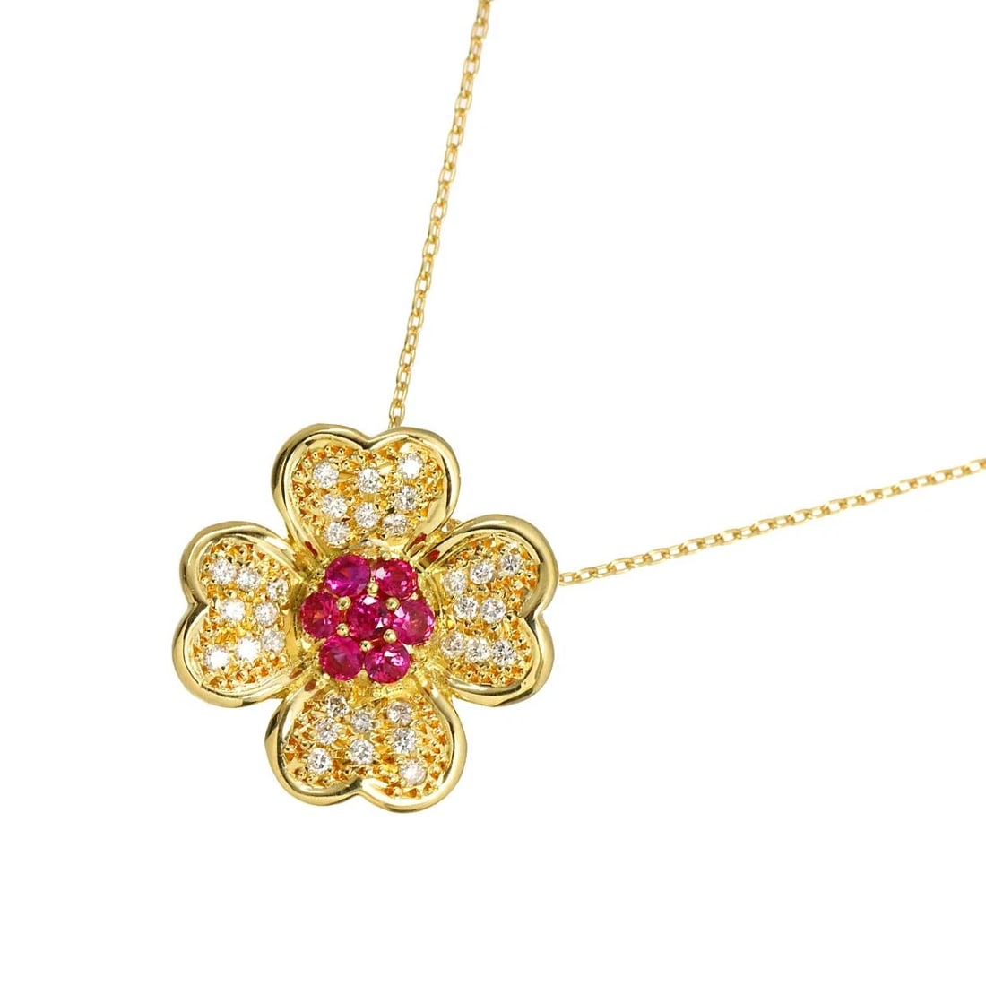 RUBY DIAMONDNECKLACE 18K YG: Ruby DiamondNecklace 18K YG Brand: Unbranded Type: Necklace Material: 750 Yellow Gold, Main Stone/Creation Ruby Diamond Color: Yellow Gold Size: internal circumference of the
