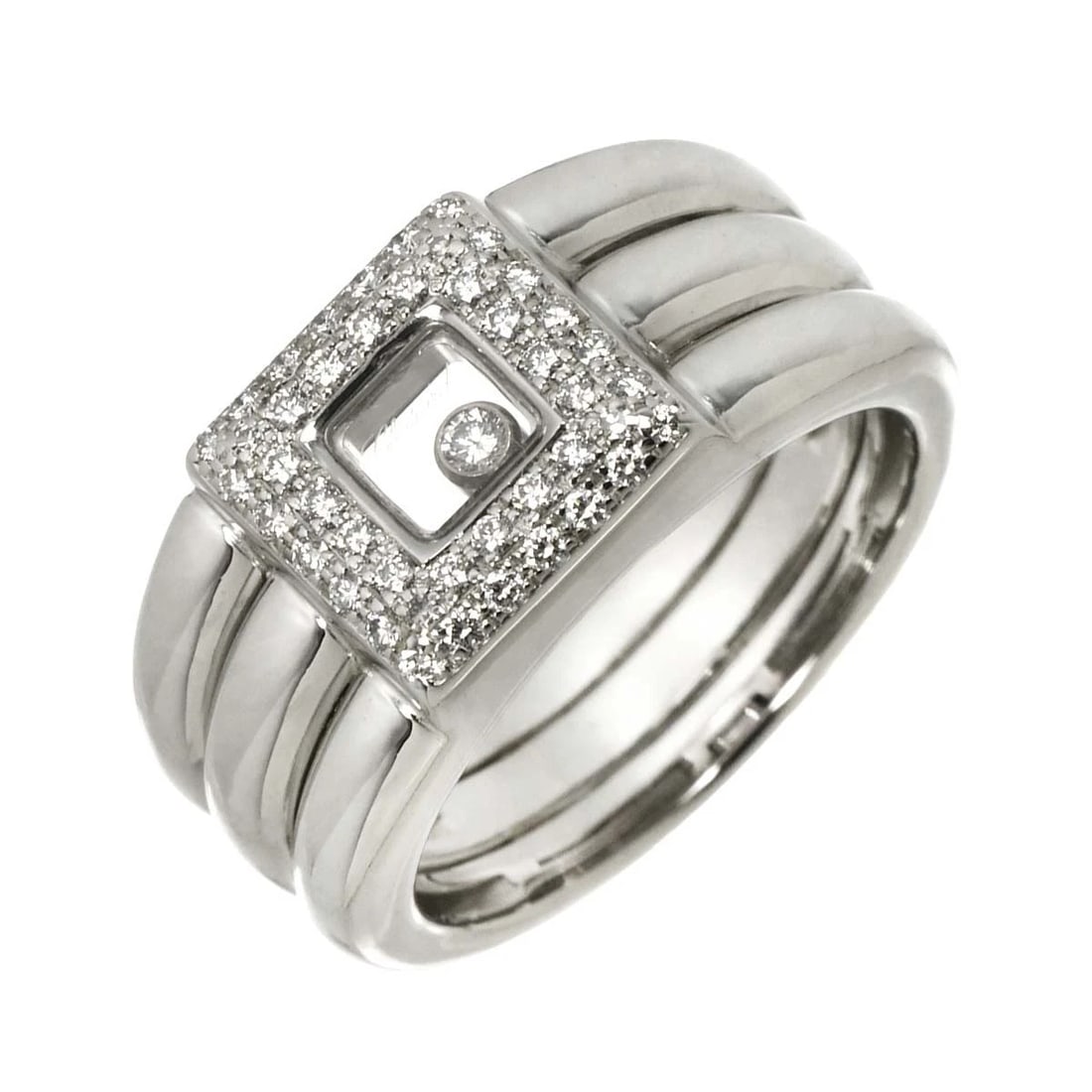 CHOPARD HAPPY DIAMOND RING 18K WG: Chopard Happy Diamond Ring 18K WG Brand: Chopard Type: Ring Material: 750 White Gold, Main Stone/Creation Natural Color: White Gold Size: 9.75-10 (US) Accessories: None Accessories Notice:
