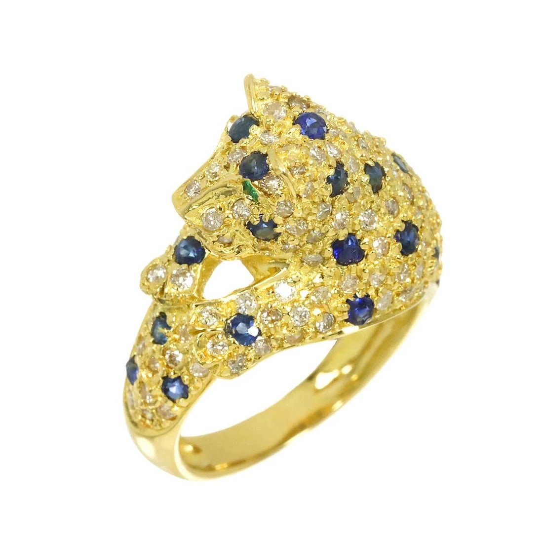 SAPPHIRE EMERALD DIAMOND RING 18K YG (1 of 6)