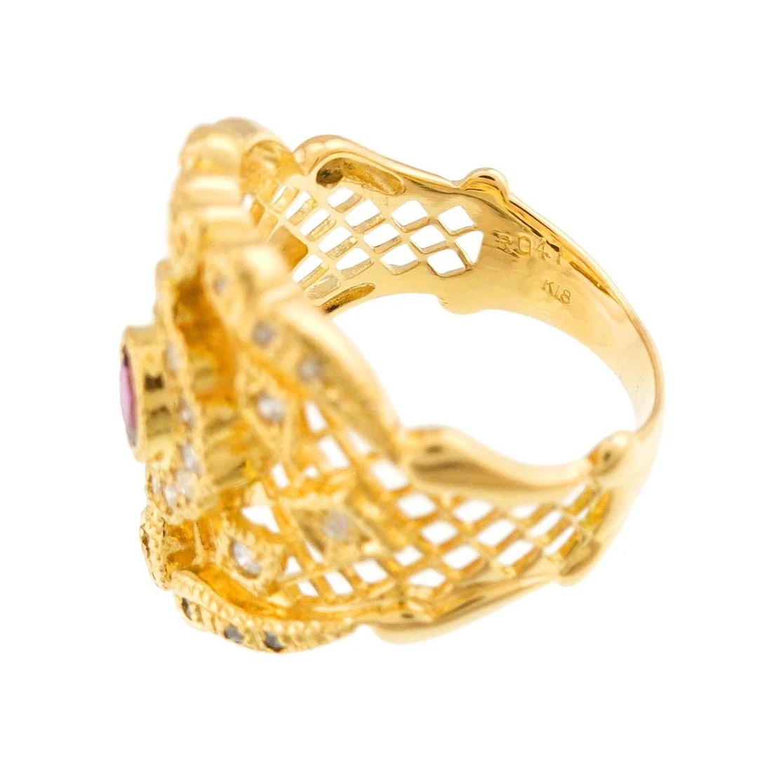 RUBY DIAMOND RING 18K YG - 4