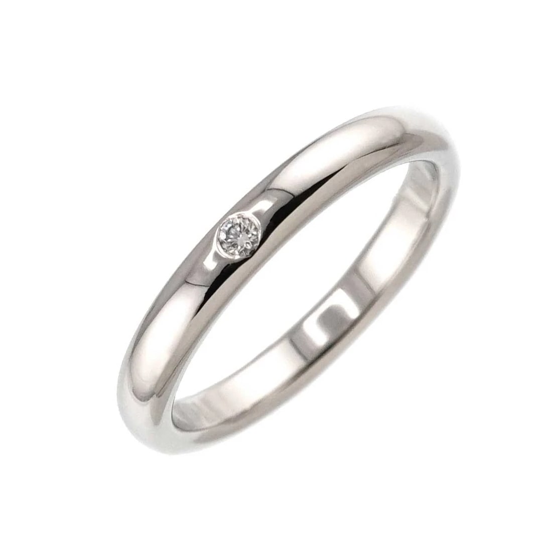 TIFFANY CO. STACKING BAND RING DIAMOND 1P PLATINUM: TIFFANY Co. Stacking Band Ring Diamond 1P Platinum Brand: TIFFANY Co. Type: Ring Material: Platinum, Main Stone/Creation Natural Color: Platinum Size: :4.75-5 (US) Accessories: None Access