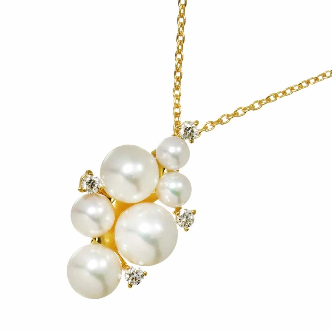 AKOYA PEARL DIAMONDNECKLACE 18K K18 YG: Akoya Pearl DiamondNecklace 18K K18 YG Brand: Unbranded Type: Necklace Material: 750 Yellow Gold, Main Stone/Creation Akoya Pearl Diamond Color: Yellow Gold Size: internal circumference of the chain:1