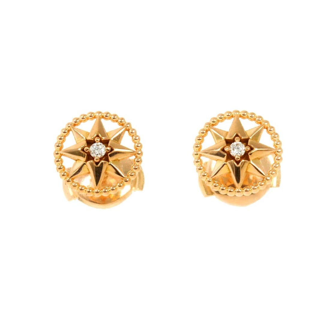 DIOR ROSE DES VENTS DIAMOND EARRINGS PIERCED 18K PG: Dior Rose des Vents Diamond Earrings Pierced 18K PG Brand: Dior Type: Earrings Material: 750 Pink Gold , Main Stone/Creation Natural Color: Pink Gold Size: W8 x H8mm Accessories: None Accessories