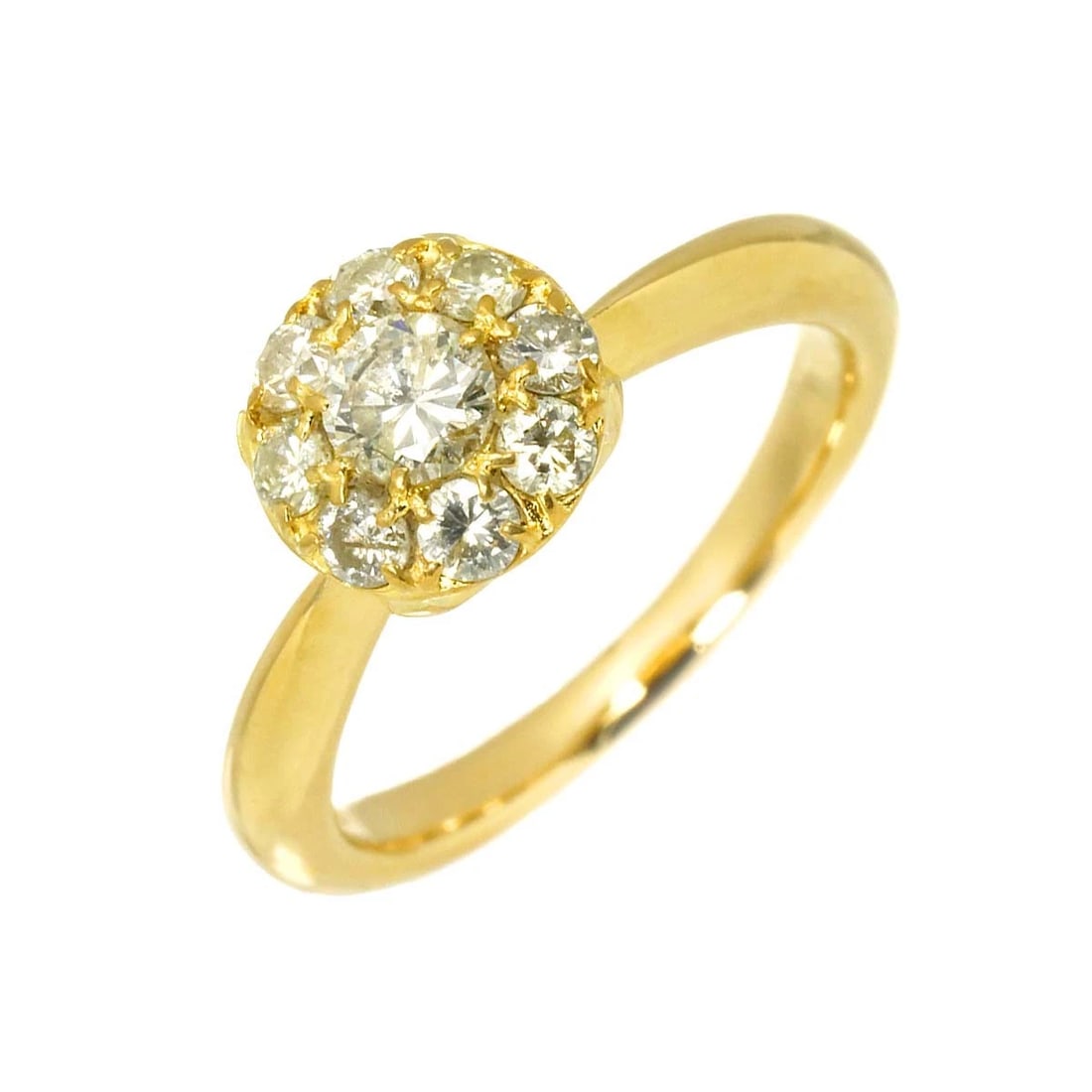 DIAMONDRING 18K YG: DiamondRing 18K YG Brand: Unbranded Type: Ring Material: 750 Yellow Gold, Main Stone/Creation Natural Color: Yellow Gold Size: 4.75-5 (US) Accessories: None Accessories Notice: When purchasing