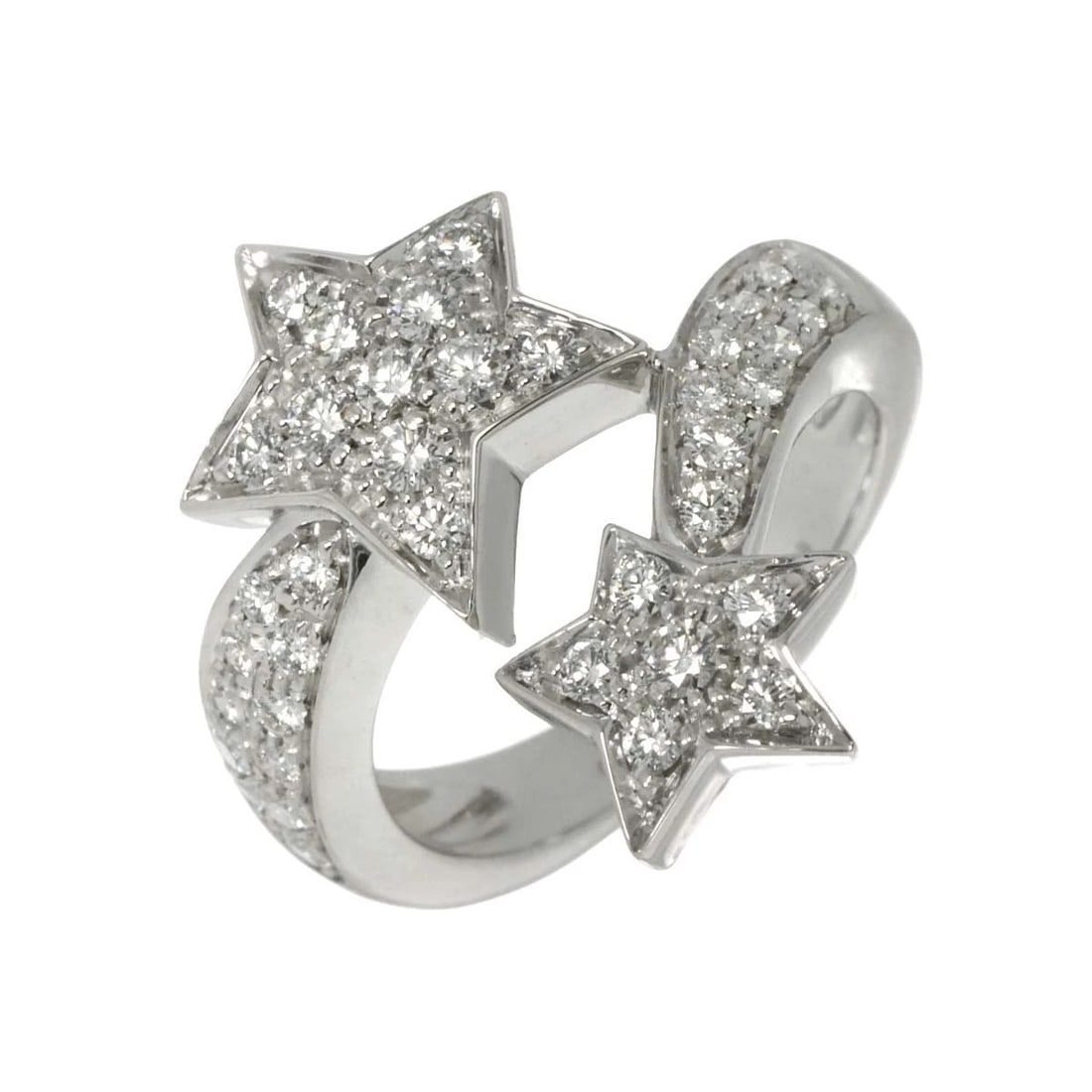 CHANEL COMET DIAMOND RING 18K WHITE GOLD: CHANEL Comet Diamond Ring 18K White Gold Brand: CHANEL Type: Ring Material: 750 White Gold, Main Stone/Creation Natural Color: White Gold Size: 4.75-5 (US) Accessories: None Accessories Notice: When