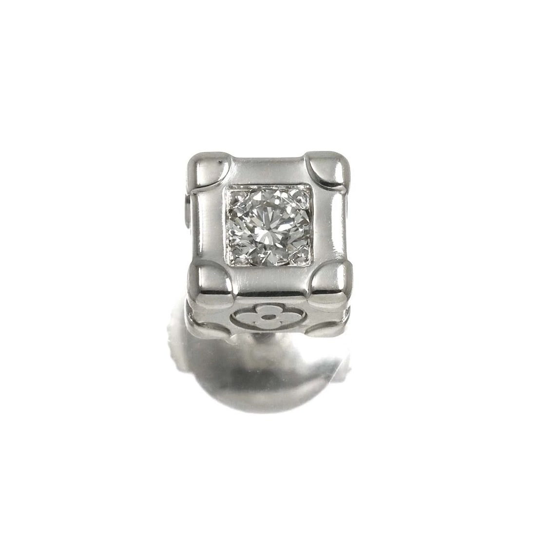 LOUIS VUITTON DIAMOND EARRING PIERCED 18K WG: LOUIS VUITTON Diamond Earring Pierced 18K WG Brand: LOUIS VUITTON Type: Earrings Material: 750 White Gold, Main Stone/Creation Natural Color: White Gold Size: W5.7 x H5.7mm Accessories: None