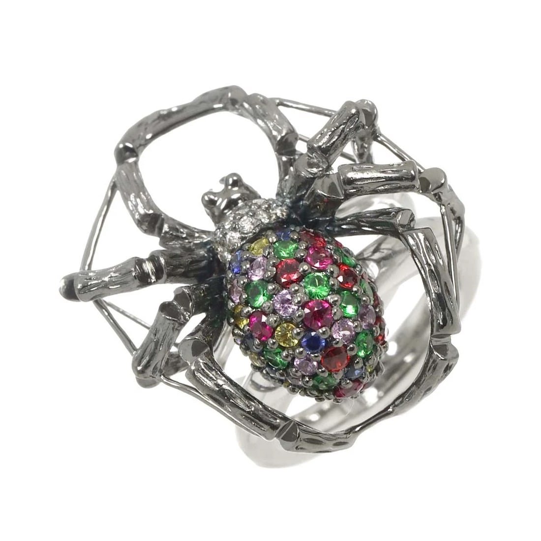 SAPPHIRE MULTI STONE RING 18K WG: Sapphire Multi Stone Ring 18K WG Brand: Unbranded Type: Ring Material: 750 White Gold, Main Stone/Creation SapphireRubyGarnet Diamond Color: White Gold Size: 5.25 (US) Accessories: None Ac