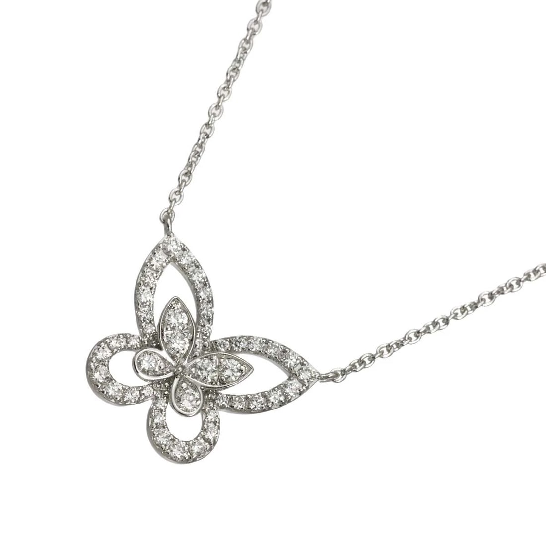 GRAFF BUTTERFLY SILHOUETTE MINI DIAMOND NECKLACE 18K WG: GRAFF Butterfly Silhouette Mini Diamond Necklace 18K WG Brand: GRAFF Type: Necklace Material: 750 White Gold, Main Stone/Creation Natural Color: White Gold Size: internal circumference of the chain: 1