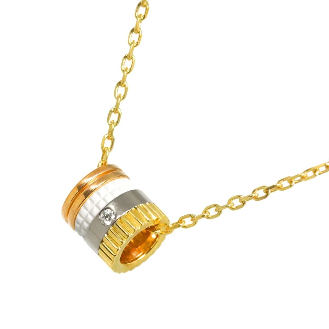 BOUCHERON QUATRE WHITE SM DIAMOND NECKLACE 18K YG WG PG: Boucheron Quatre White SM Diamond Necklace 18K YG WG PG Brand: Boucheron Type: Necklace Material: 750 Yellow,White,Pink Gold, Main Stone/Creation DiamondWhite Ceramic Color: Gold Size: internal