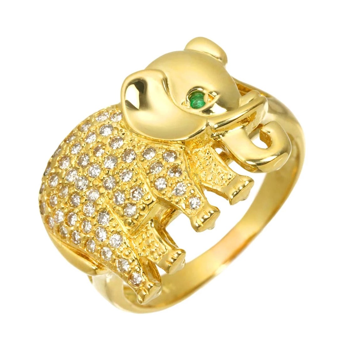 DIAMOND EMERALD RING 18K YG (1 of 6)