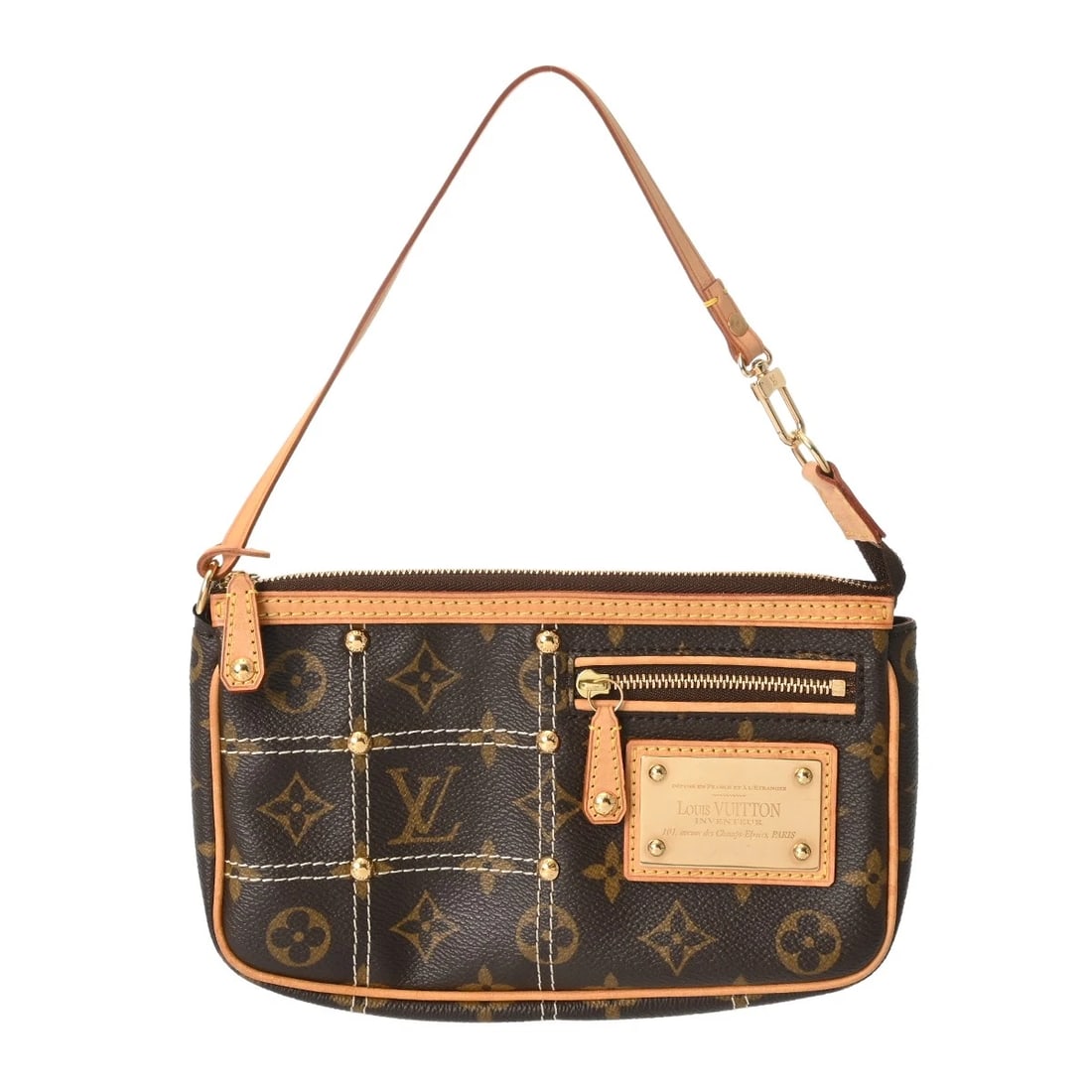 LOUIS VUITTON RIVET POCHETTE MONOGRAM: LOUIS VUITTON Rivet Pochette Monogram Brand: LOUIS VUITTON Type: Accessory pouch Material: Monogram canvas Color: Brown Size: H:about 5.1inch W:about 9.4inch D:about 1.2inch Accessories: None