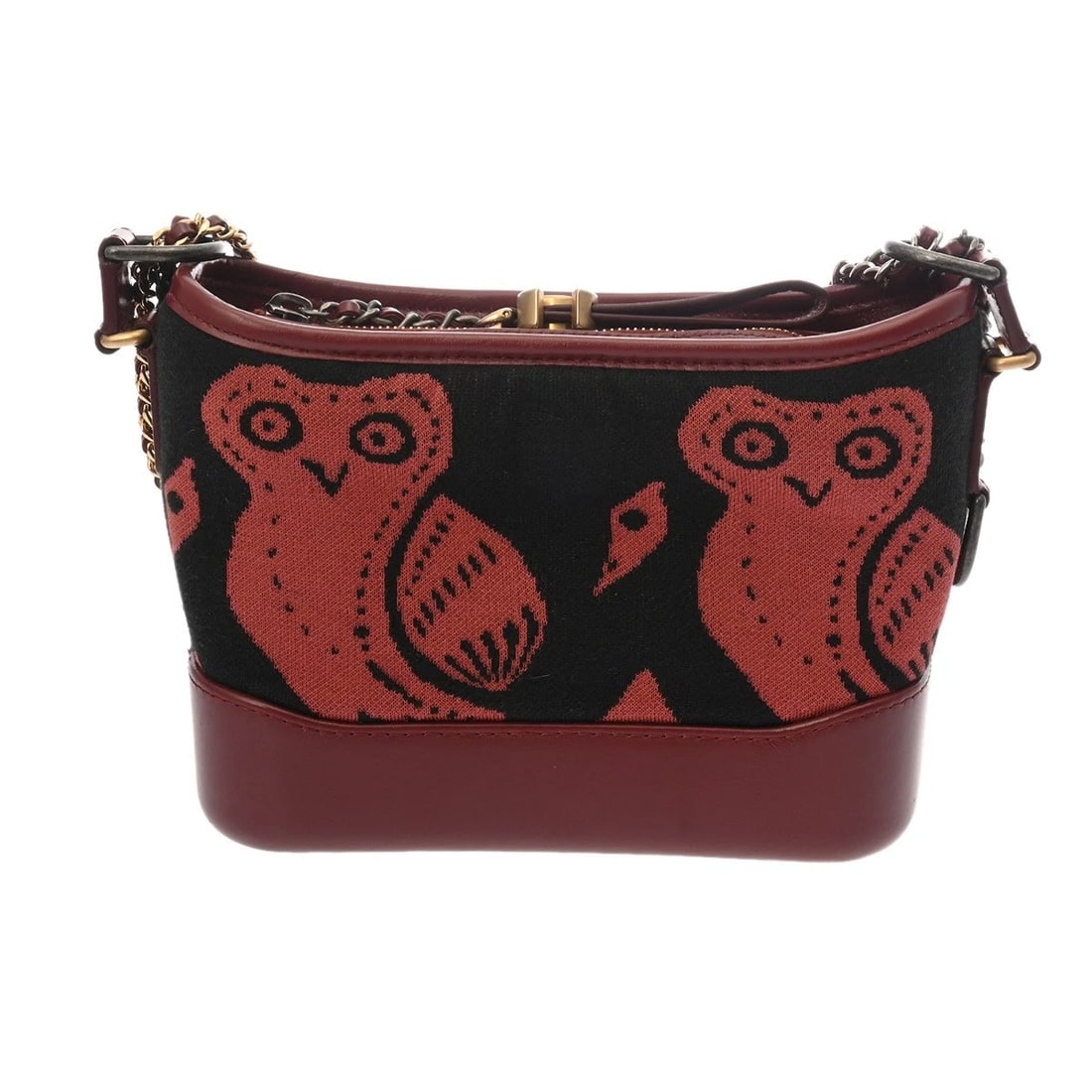CHANEL SMALL HOBO BAG GABRIEL: CHANEL small hobo bag Gabriel Brand: CHANEL Type: Shoulder Bag Material: Cotton/Calfskin Color: Black / Bordeaux Size: H:about 5.9inch (Center) W:about 8.1inch (Bottom) D:about 3.3inch Accessories