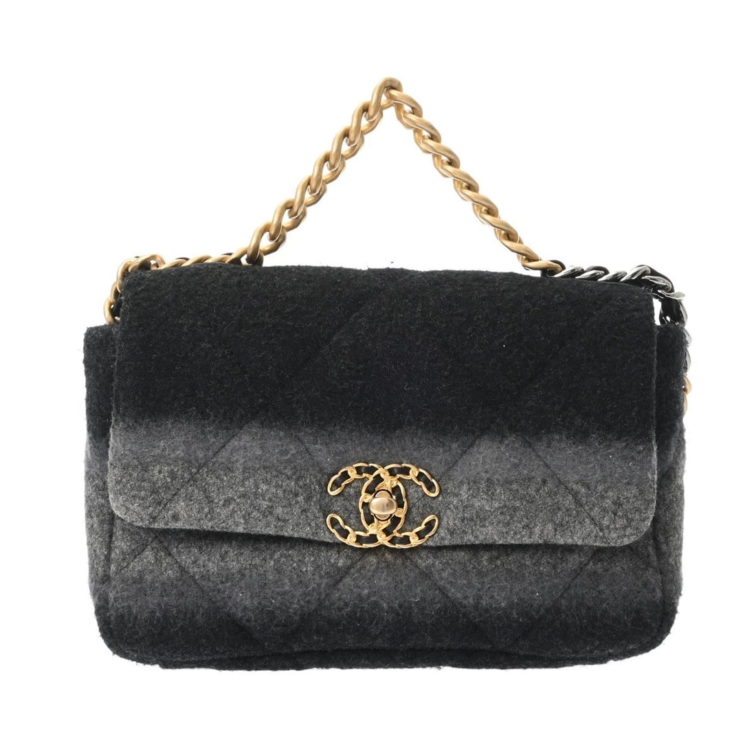 CHANEL HANDBAG GRAY SHOULDER BAG: CHANEL handbag Gray Shoulder Bag Brand: CHANEL Type: Shoulder Bag Material: wool Color: Gray / black Size: H:about 6.5inch W:about 10.0inch D:about 3.1inch Accessories: None Accessories No
