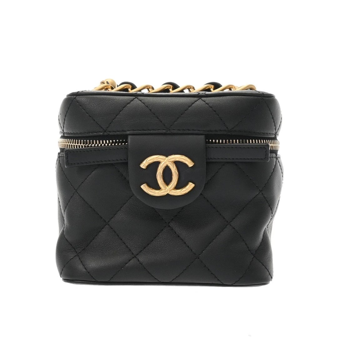 CHANEL SMALL VANITY CASE MATRASSE CALF BLACK VANITY BAG (1 of 6)