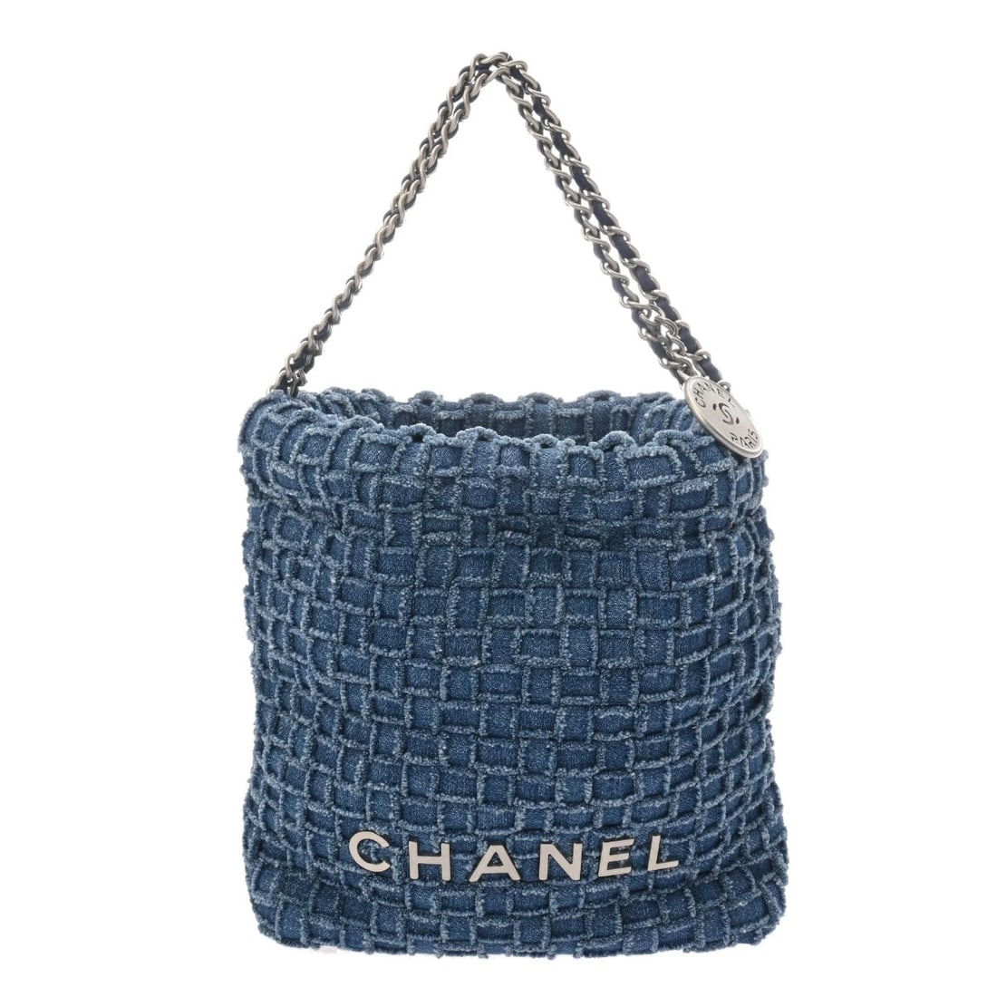 CHANEL MINI HANDBAG DENIM BLUE HANDBAG: CHANEL Mini Handbag denim blue Handbag Brand: CHANEL Type: Handbag Material: denim Color: blue Size: H:about 7.5inch W:about 7.1inch D:about 2.6inch Accessories: None Accessories Notice: W