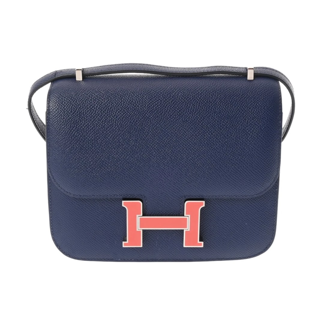 HERMES CONSTANCE MINI 18 MIROIR SHOULDER BAG: HERMES Constance Mini 18 Miroir Shoulder Bag Brand: HERMES Type: Shoulder Bag Material: Veau Epsom Color: Blue Safir Size: H:about 5.9inch W:about 7.1inch D:about 2.0inch Accessories: None