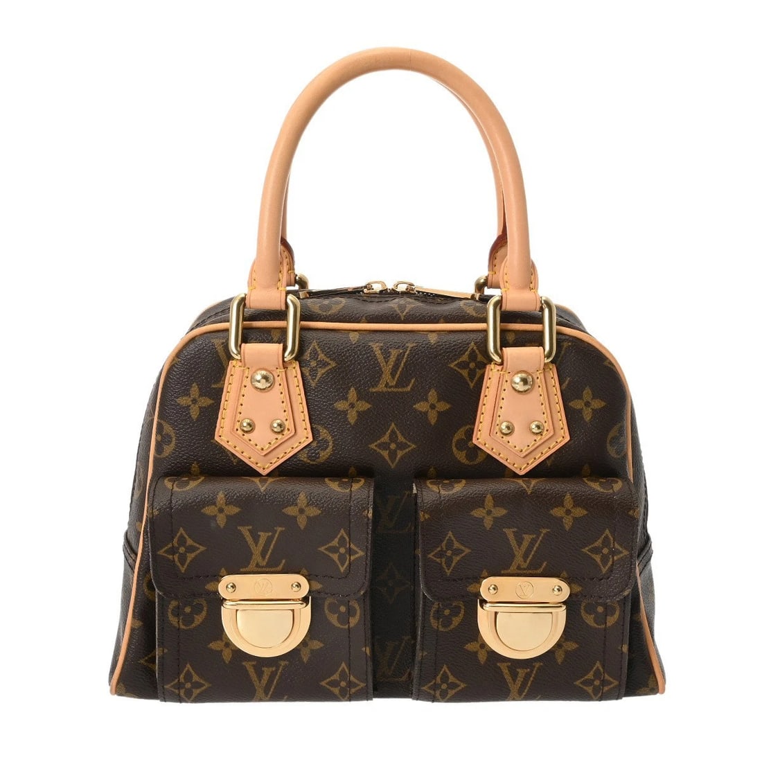 LOUIS VUITTON MANHATTAN PM MONOGRAM HANDBAG: LOUIS VUITTON Manhattan PM Monogram Handbag Brand: LOUIS VUITTON Type: Handbag Material: Monogram canvas Color: Brown Size: H:about 7.9inch W:about 11.4inch D:about 4.7inch Accessories: None <
