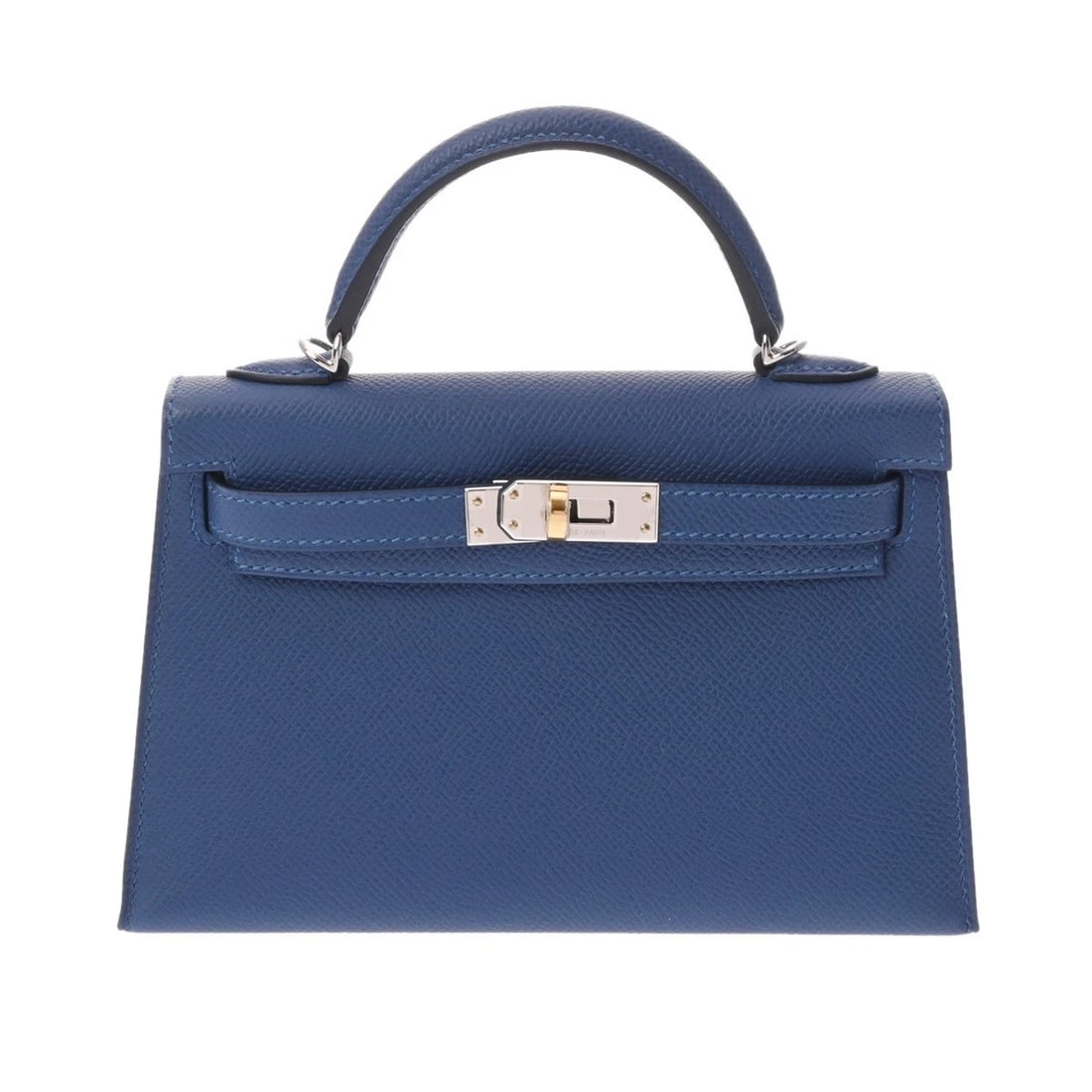 HERMES MINI KELLY 2 2WAY VEAU EPSOM BLUE TIE HANDBAG: HERMES Mini Kelly 2 2WAY Veau Epsom Blue Tie Handbag Brand: HERMES Type: Handbag Material: Veau Epsom Color: Blue Tie Size: H:about 4.7inch W:about 7.5inch D:about 2.2inch Accessories: None