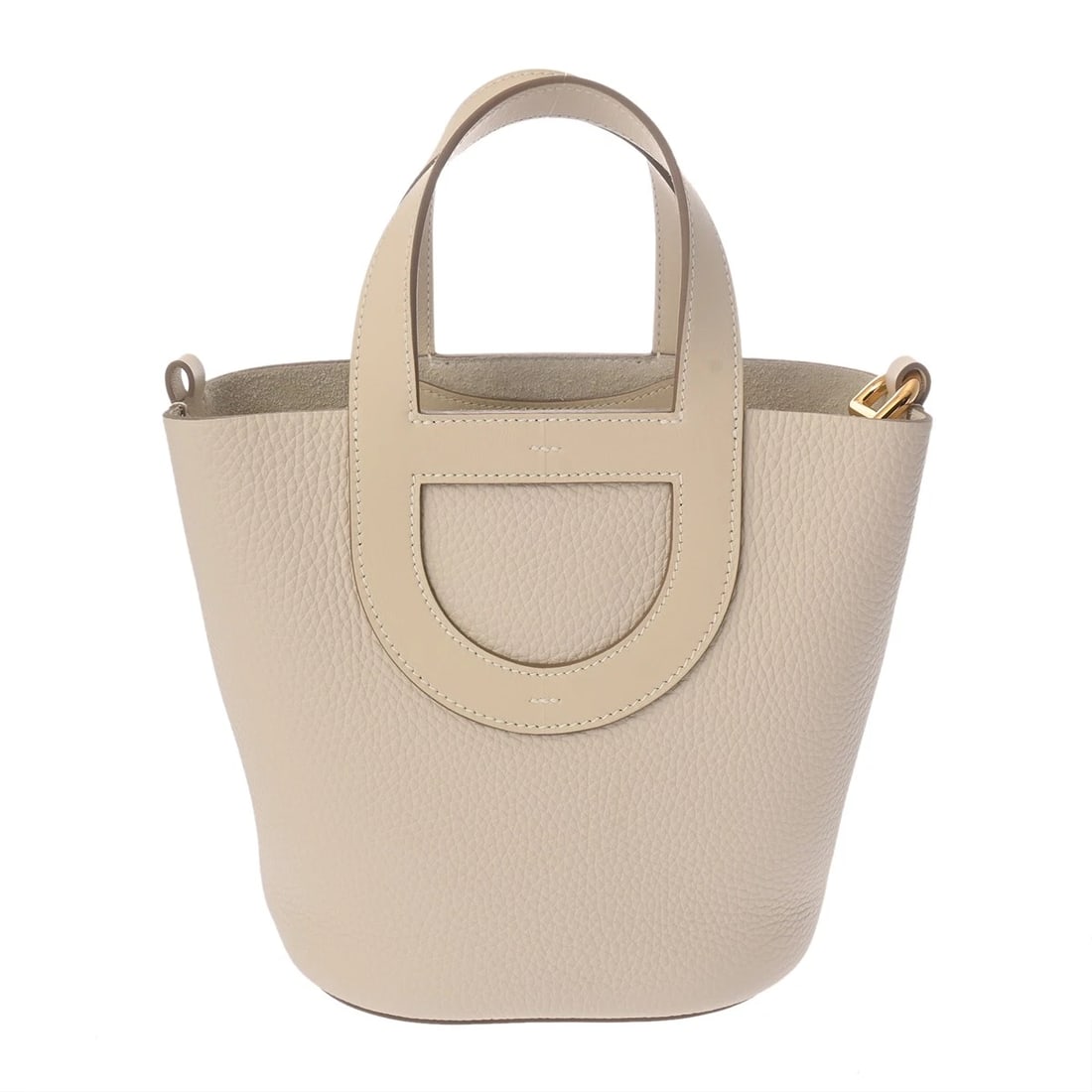 HERMES IN THE LOOP 18 TAURILLON CLEMENCE/VAUX SWIFT CRAIE HANDBAG: HERMES in the loop 18 Taurillon Clemence/Vaux Swift Craie Handbag Brand: HERMES Type: Handbag Material: Taurillon Clemence/Vaux Swift Color: Craie Size: H:about 7.9inch W:about 7.1inch (Bottom) D:abou