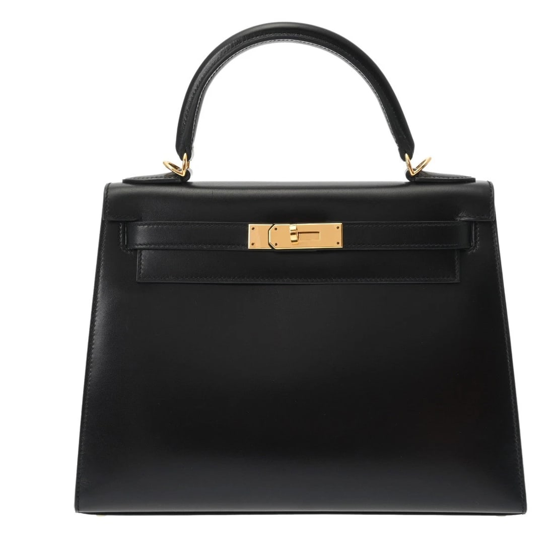 HERMES KELLY 28 OUTSIDE STITCH 2WAY BOX SCARF BLACK HANDBAG (1 of 6)