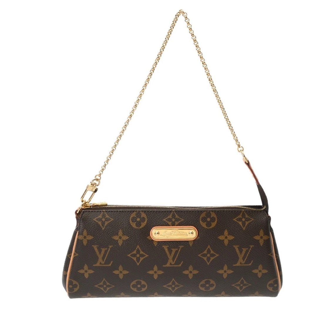 LOUIS VUITTON EVA MONOGRAM SHOULDER BAG: LOUIS VUITTON Eva Monogram Shoulder Bag Brand: LOUIS VUITTON Type: Shoulder Bag Material: Monogram canvas Color: Brown Size: H:about 5.1inch W:about 9.8inch (Bottom) D:about 2.0inch Accessories: N