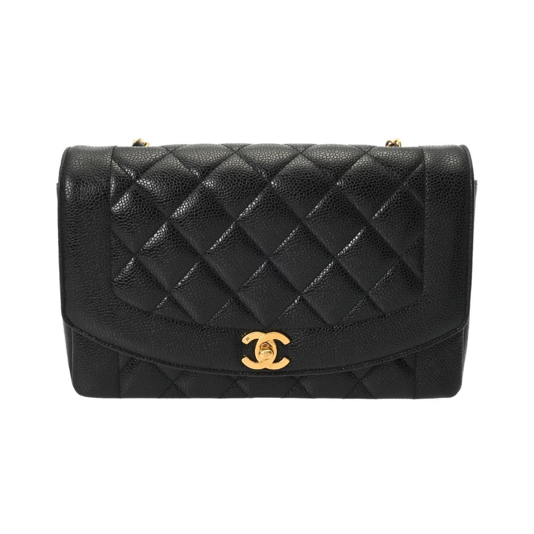 CHANEL CHAINSHOULDER DIANA CAVIARSKIN BLACK SHOULDER BAG: CHANEL ChainShoulder Diana Caviarskin black Shoulder Bag Brand: CHANEL Type: Shoulder Bag Material: Caviarskin Color: black Size: H:about 6.3inch W:about 9.8inch (maximum) D:about 2.8inch Accessor