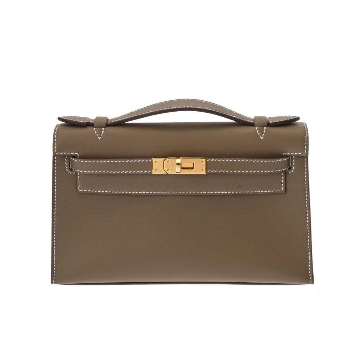 HERMES POCHETTE KELLY VAUX SWIFT ETOPE HANDBAG: HERMES Pochette Kelly Vaux Swift Etope Handbag Brand: HERMES Type: Handbag Material: Vaux Swift Color: Etope Size: H:about 5.1inch W:about 8.7inch D:about 2.8inch Accessories: None Accesso