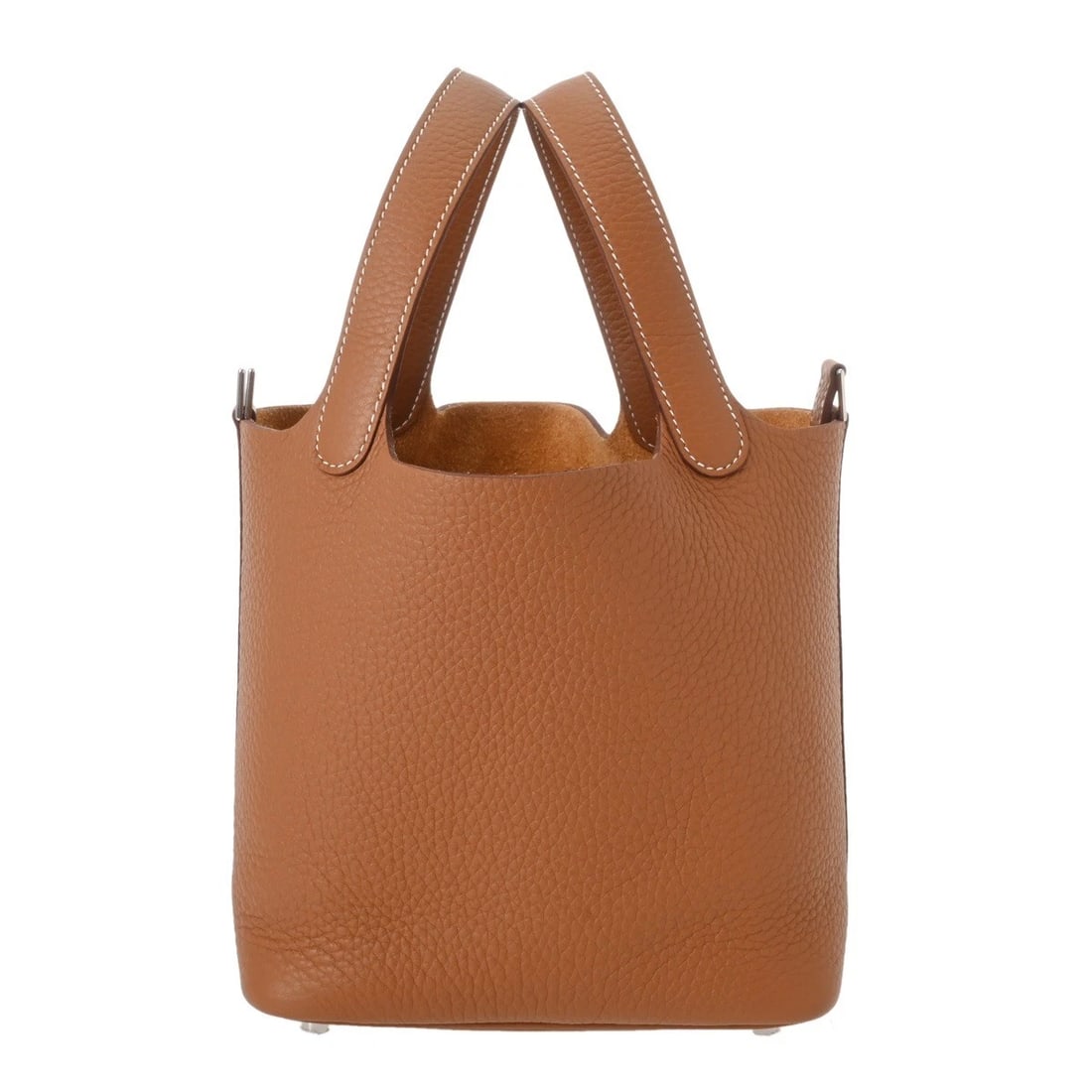 HERMES PICOTIN LOCK PM TAURILLON CLEMENCE GOLD HANDBAG: HERMES Picotin Lock PM Taurillon Clemence gold Handbag Brand: HERMES Type: Handbag Material: Taurillon Clemence Color: gold Size: H:about 7.5inch W:about 7.1inch D:about 5.3inch Accessories: None