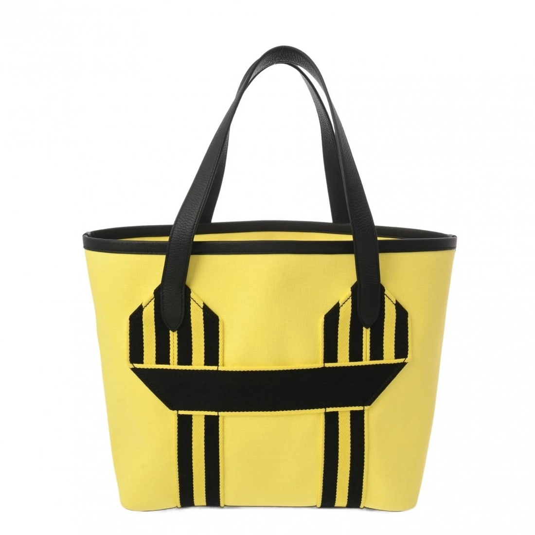 HERMES PURE SANGLE TAURILLON CLEMENCE/TOWAR MILITARY LIMONCELLO: HERMES Pure Sangle Taurillon Clemence/Towar Military Limoncello Brand: HERMES Type: Tote Bag Material: Taurillon Clemence/Towar Military Color: Limoncello/Black/Lime Size: H:about 12.0inch (Center) W: